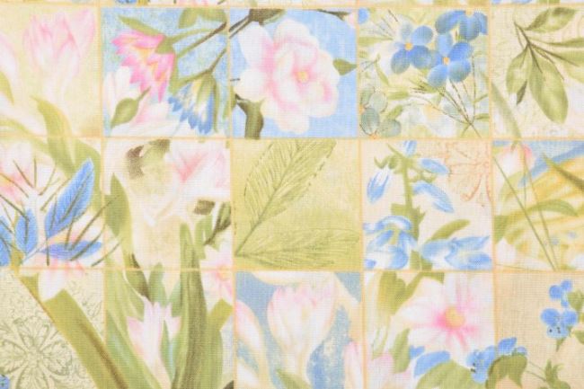 Amerykańska bawełna do patchworku zielona z kwiatami 199PYOPM/60