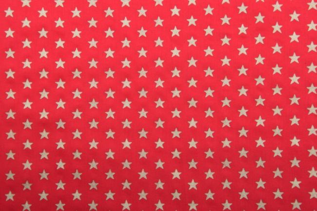 Świąteczna tkanina bawełniana czerwona z drobnymi gwiazdkami 12703/015