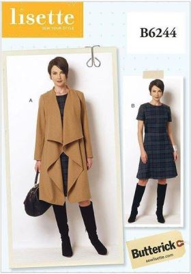 Wykrój Butterick na płaszcz i sukienkę w roz. 18W-24W B6244-RR