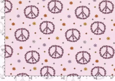 Dzianina bawełniana w kolorze różowym z nadrukiem kwiatów hippie 21818/011 (2)