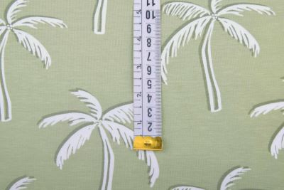 Dzianina bawełniana w kolorze zielonym z nadrukiem palm 23617/026 (2)