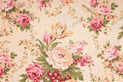 Amerykańska bawełna do patchworku beżowa z kwiatami 199PYOPM/125 (2)