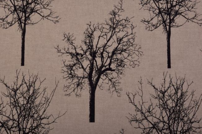 Tkanina dekoracyjna z nadrukiem czarnych drzew 1263/069