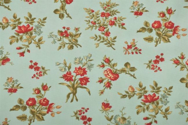 Amerykańska bawełna na patchwork z kolekcji Rosewood zielona z kwiatami 44184-14