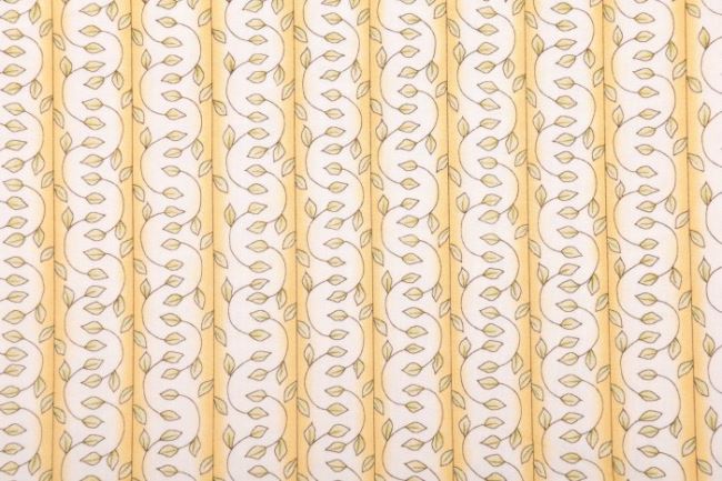Amerykańska bawełna do patchworku jasnożółta z listkami 199PYOPM/08
