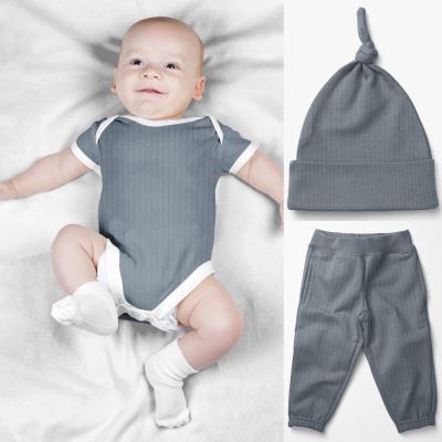 Żebrowana dzianina z kolekcji BABY szaroniebieska 18497/006 (1)