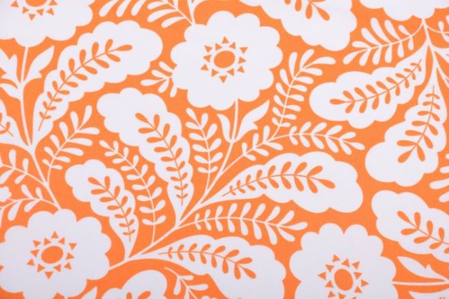 Amerykańska bawełna do patchworku z kolekcji Retro spring pomarańczowa w kwiaty PWHB059