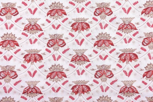 Amerykańska bawełna na patchwork beżowa z ornamentami 13832-12