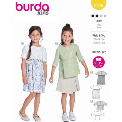 Wykrój na dziecięce sukienki w rozmiarze 92-122 9226