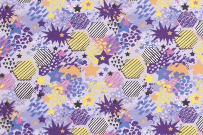 Dzanina dresowa French Terry w kolorze fioletowym z geometrycznym nadrukiem 19634/042 (1)