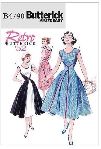 Wykrój Butterick na damskie sukienki retro w roz. 46-52 B4790-FF