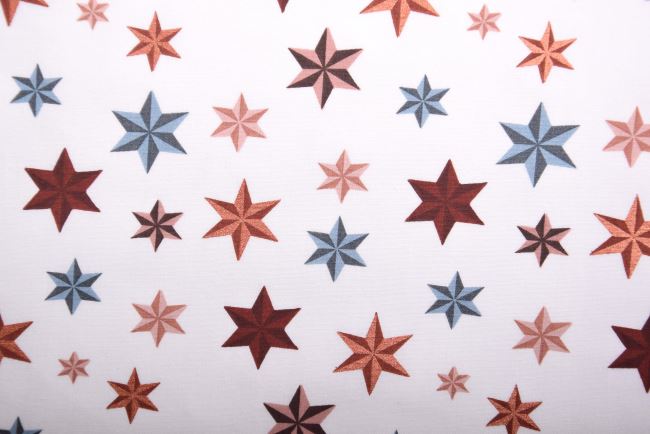 Świąteczna tkanina bawełniana kremowa z nadrukiem gwiazdek 18702/051
