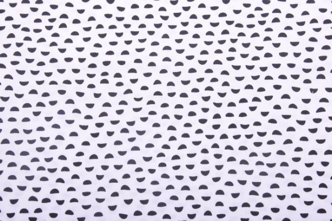 Tkanina bawełniana biała z drobnym, czarnym nadrukiem 11103/050