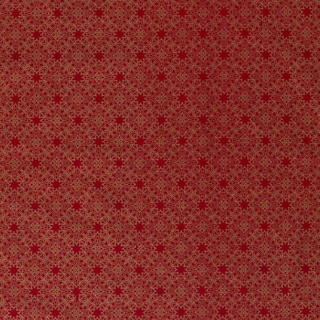 Tkanina bawełniana świąteczna czerwona z ornamentami 14700/015