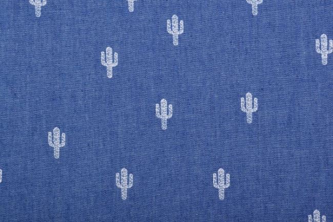 Dżins koszulowy niebieski w małe kaktusy Q11050-008