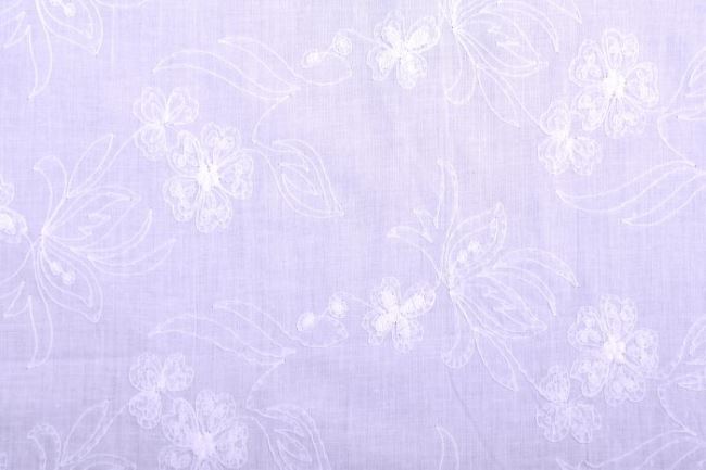 Tkanina bawełniana biała w haftowane duże kwiaty 05859/006