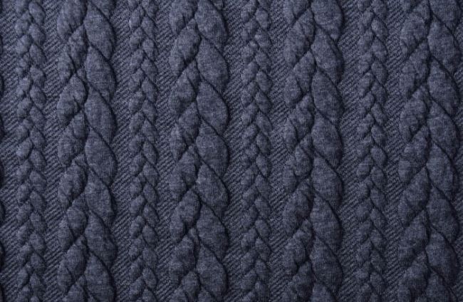 Dzianina swetrowa ciemnoszara ze wzorem warkoczów 13423/970