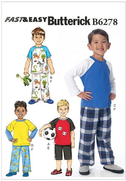 Wykrój Butterick na chłopiecą piżamę w roz. 92-116 B6278-CDD