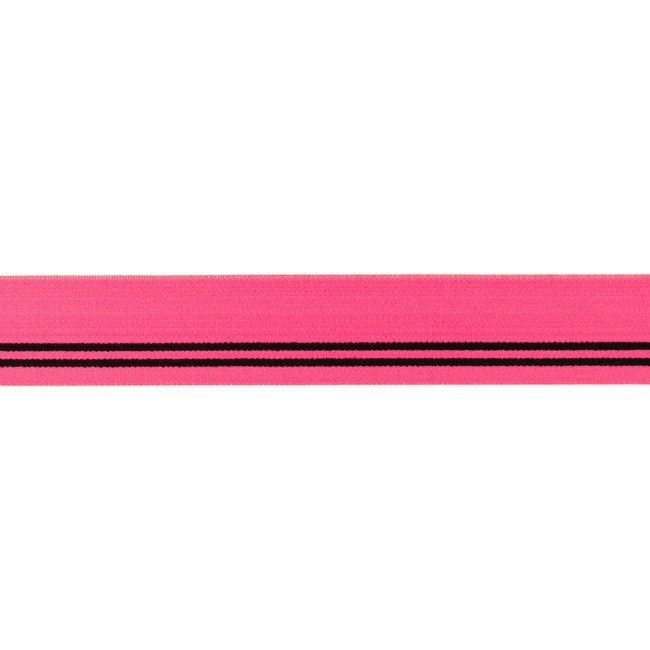 Ozdobna guma w kolorze jaskraworóżowym z paskami 3cm 32184
