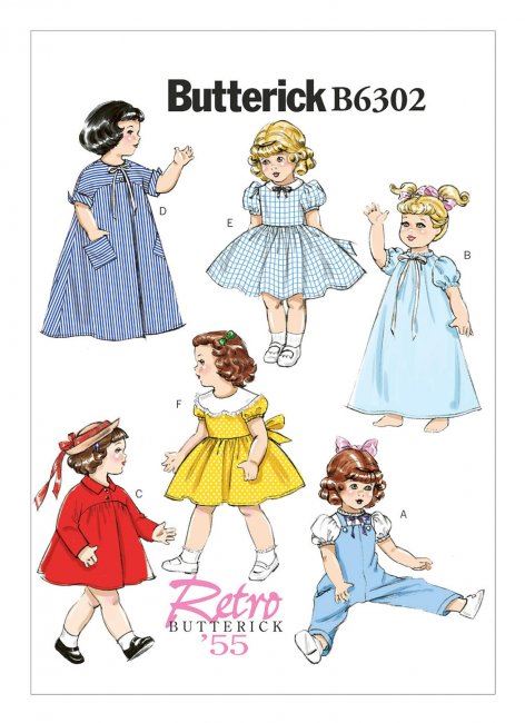 Wykrój Butterick na odzież w stylu retro dla dziewczynek B6302-OSZ