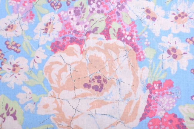 Amerykańska bawełna na patchwork niebieska z kwiatami 199PYOPM/155