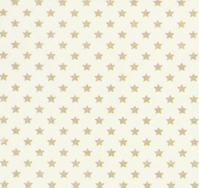 Świąteczna tkanina bawełniana kremowa z nadrukiem gwiazdek 20704/051