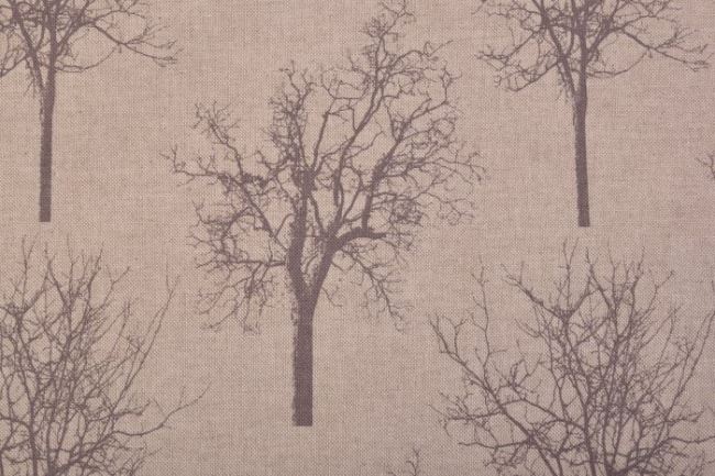 Tkanina dekoracyjna z nadrukiem szarych drzew 1263/068