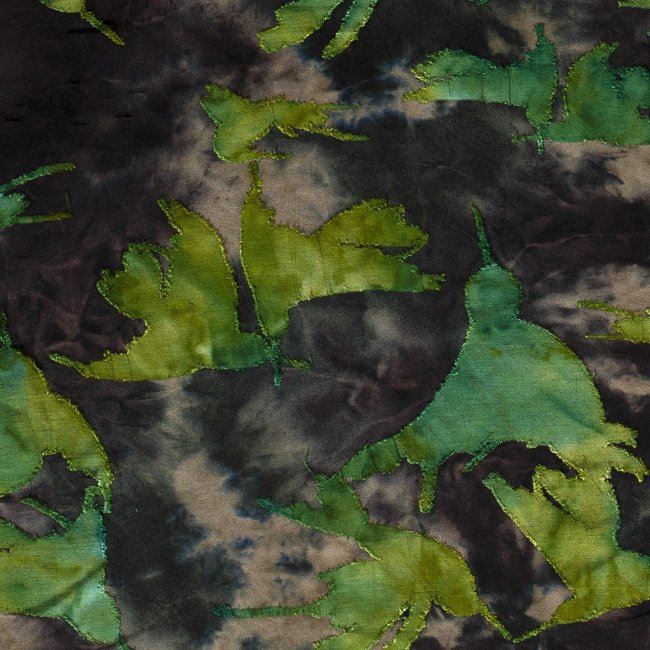 Dzianina czarno-zielona z batikowanym plastycznym wzorem 14011/024