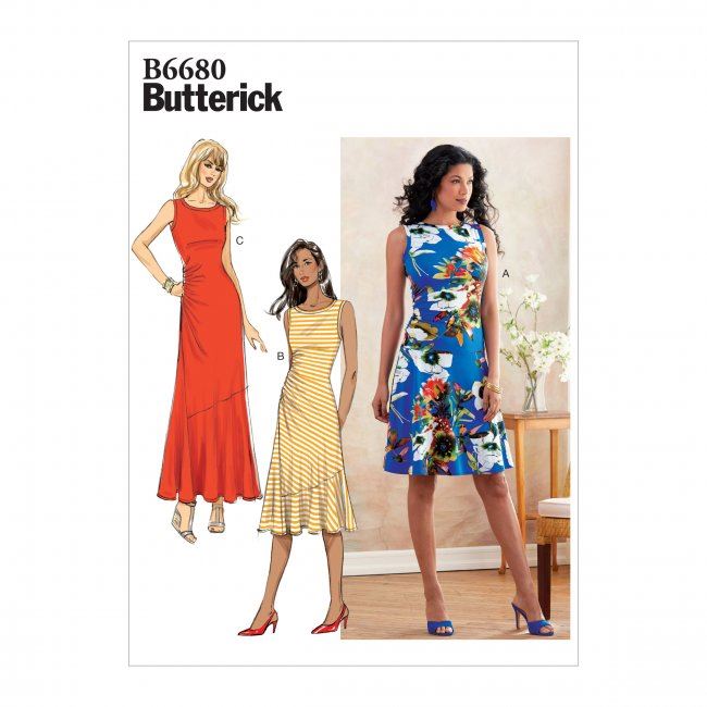 Wykrój Butterick na damskie sukienki letnie w wielkości 44-52 B6680-E5