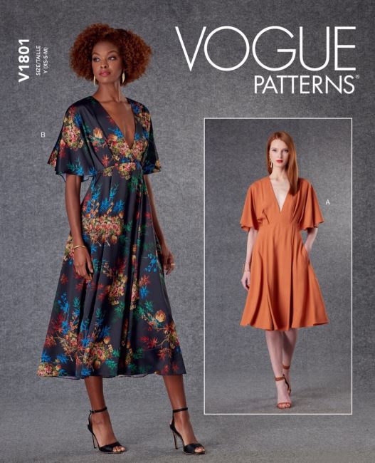 Wykrój Vogue na sukienkę kopertową w roz. XS-M V1801-Y