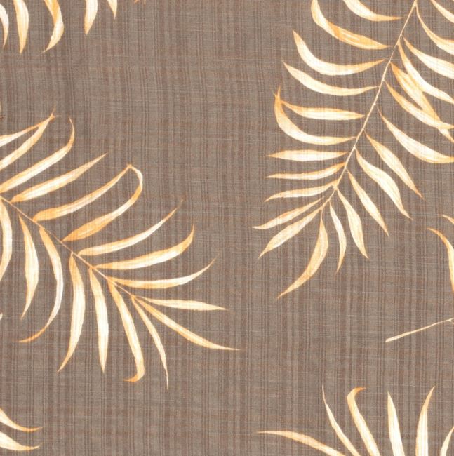 Tkanina bawełniana z wiskozą beżowa z nadrukiem liści 17230/054