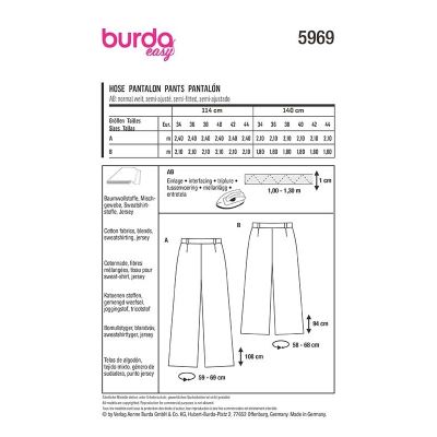 Wykrój Burda na damskie luźne spodnie 5969 (1)