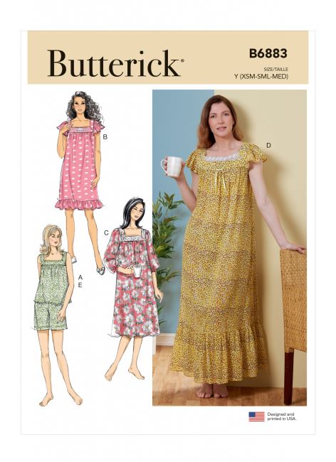 Wykrój Butterick na damskie piżamy w roz. 32-40 B6883-Y