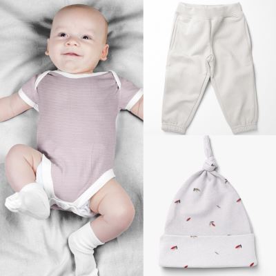 Dzianina bawełniana z kolekcji BABY z jasnoróżowymi paskami 18489/111 (2)