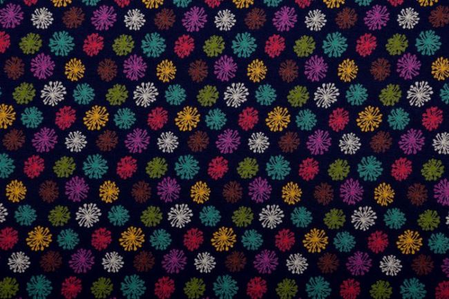 Tkanina wiskozowa granatowa w mozaikę kwiatową 04109/008