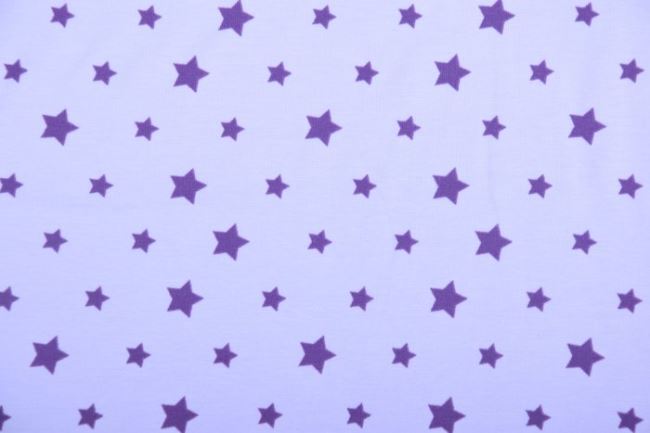 Dzianina bawełniana jasnofioletowa w gwiazdki 08006/142