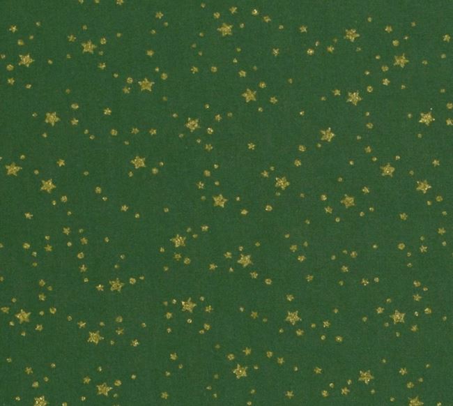 Świąteczna tkanina bawełniana zielona z nadrukiem gwiazdek 20709/025