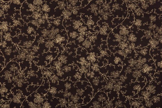 Tkanina bawełniana brązowa z roślinnym wzorem 128.745.3018