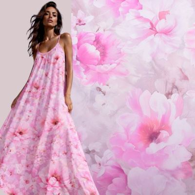 Jedwab sztuczny z nadrukiem cyfrowym w kwiaty SMT-SF8344H