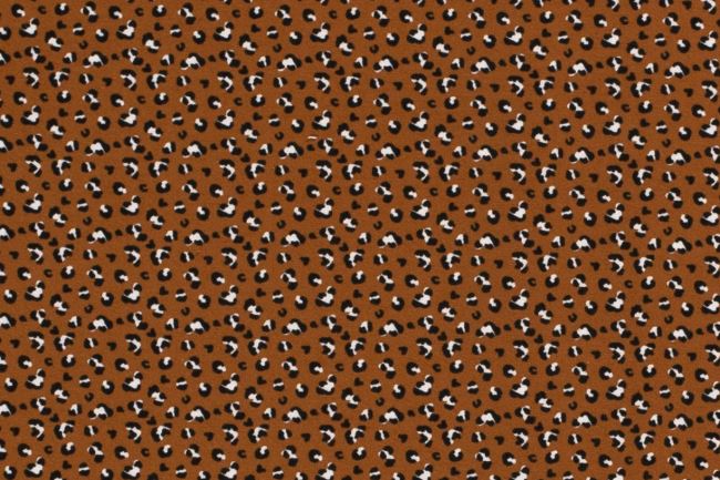 Dzianina bawełniana w kolorze brązowym z nadrukiem zwierzęcym 18461/053