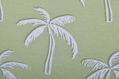 Dzianina bawełniana w kolorze zielonym z nadrukiem palm 23617/026
