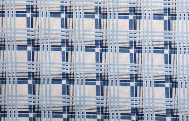 Amerykańska bawełna na patchwork niebieska z nadrukiem kratki 199PYOPM/159