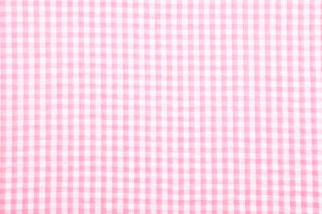 Bawełna koszulowa różowo-biała w kratkę kreszowana 13163/011
