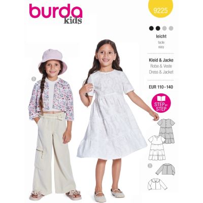 Wykrój na dziecięce sukienkę i płaszcz w rozmiarze 110-140 9225