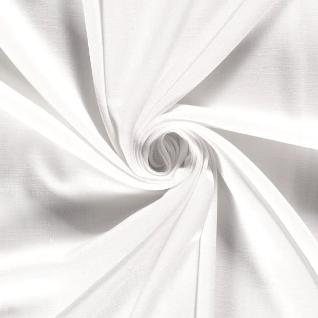 Elastyczna tkanina wiskozowa w kolorze białym o wyglądzie lnu 21139/050