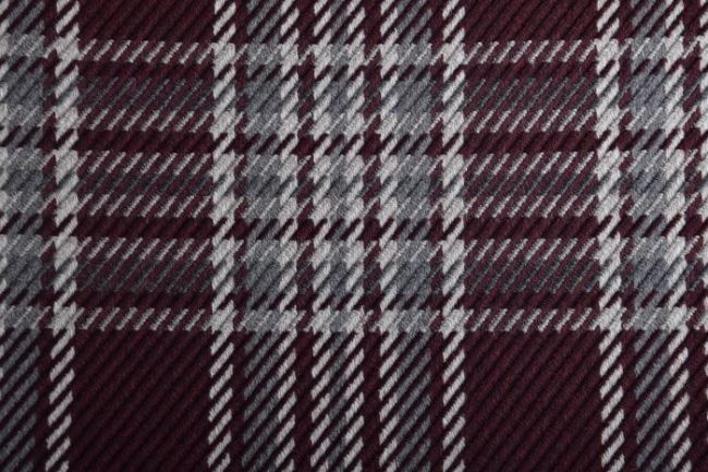 Tkanina płaszczowa z tkanym wzorem fioletowej kratki 90823/007