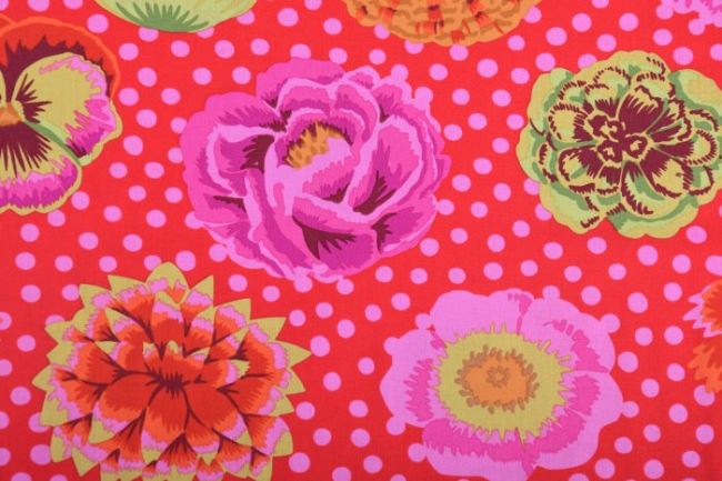 Amerykańska bawełna na patchwork z kolekcji Free Spirit czerwona w kwiaty GP91.REDD