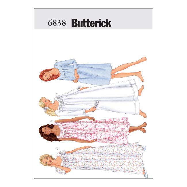Wykrój Butterick na damskie nocne koszule w roz XS,S,M 6838/XS