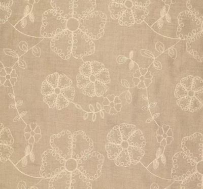 Tkanina beżowa z haftem kwiatowym 22759/178