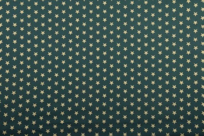 Świąteczna tkanina bawełniana zielona z drobnymi gwiazdkami 12703/025